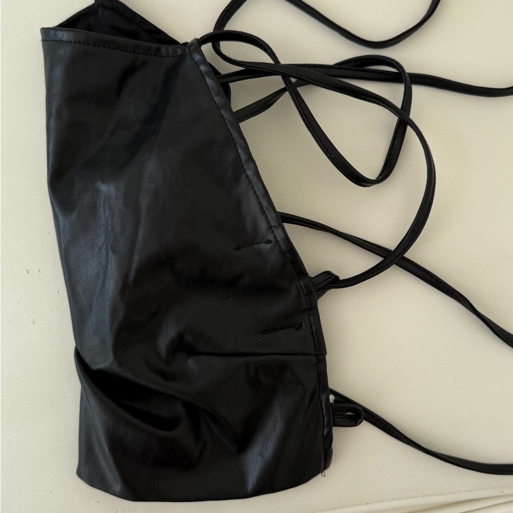 Somewhere in LA Black Faux Leather Corset Top